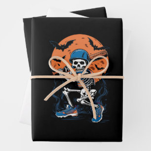 Hoja De Papel De Regalo Esqueleto de béisbol Halloween béisbol Halloween