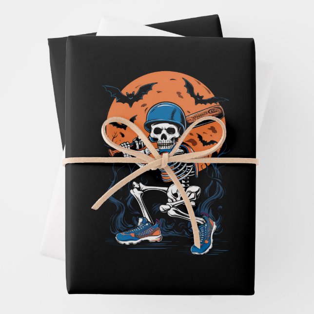 Hoja De Papel De Regalo Esqueleto de béisbol Halloween Halloween (In situ)