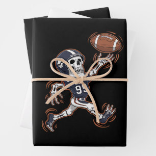 Hoja De Papel De Regalo Esqueleto de fútbol americano de Halloween Fútbol 