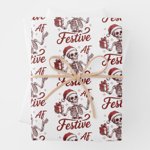 Hoja De Papel De Regalo Esqueleto Festivo Snarky Navidad Sarcástico