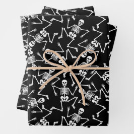 Hoja De Papel De Regalo Esqueletos sobre negro