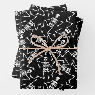 Hoja De Papel De Regalo Esqueletos sobre negro