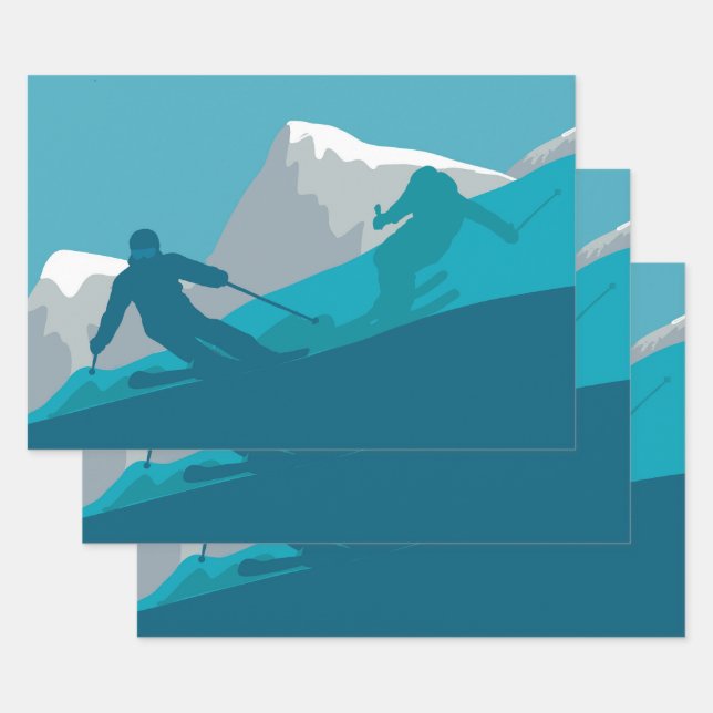 Hoja De Papel De Regalo Esquí de montaña (Set)