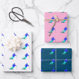 Hoja De Papel De Regalo Esquí de nieve esquiadora