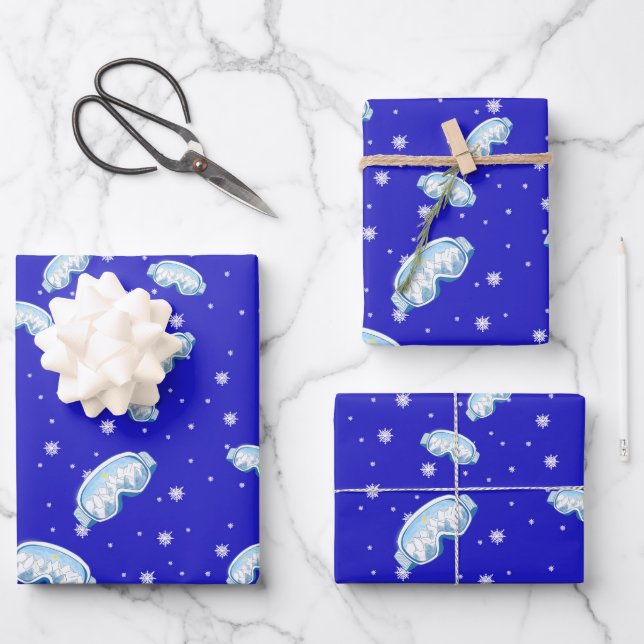 Hoja De Papel De Regalo Esquiar Goggles, danza de copas de nieve (Anverso)