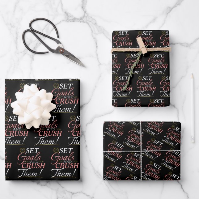 Hoja De Papel De Regalo Establecer objetivos y aplastarlos (Anverso)