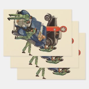 Hoja De Papel De Regalo Estación de servicio completo de Joe, Vintage Busi