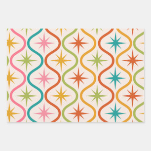 Hoja De Papel De Regalo Estallidos coloridos a mediados del siglo sobre ov