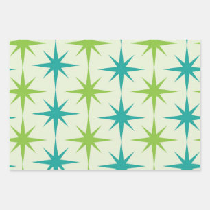 Hoja De Papel De Regalo Estallidos de estrellas atómicos de mediados de si