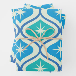 Hoja De Papel De Regalo Estallidos de estrellas atómicos de mediados de si