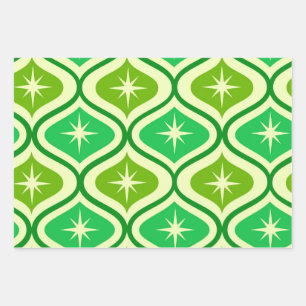 Hoja De Papel De Regalo Estallidos de estrellas retro de mediados de siglo