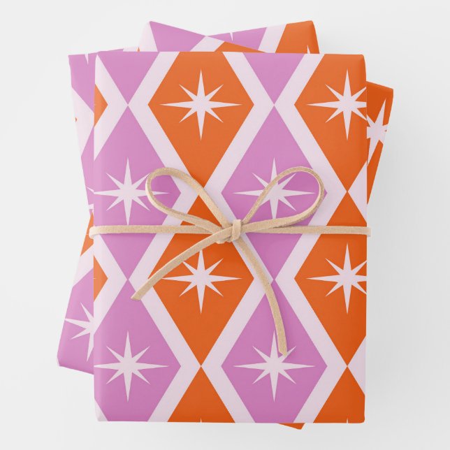 Hoja De Papel De Regalo Estallidos de mediados de siglo sobre diamantes ro (In situ)