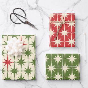 Hoja De Papel De Regalo Estallidos de Navidades retro modernos de medio si