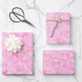 Hoja De Papel De Regalo Estampa Geométrica de Luna en Acuarela Rosa Pastel