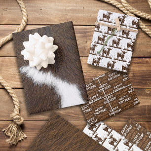 Hoja De Papel De Regalo Estampado Animal Manada De Ganado Marrón 