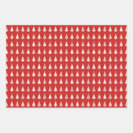 Hoja De Papel De Regalo Estampado azul verde rojo de los árboles de Navida