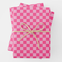 Hoja De Papel De Regalo Estampado de cuadros rosados