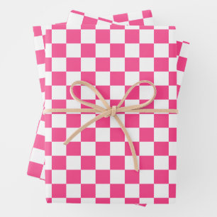 Hoja De Papel De Regalo Estampado de cuadros rosas y blancos