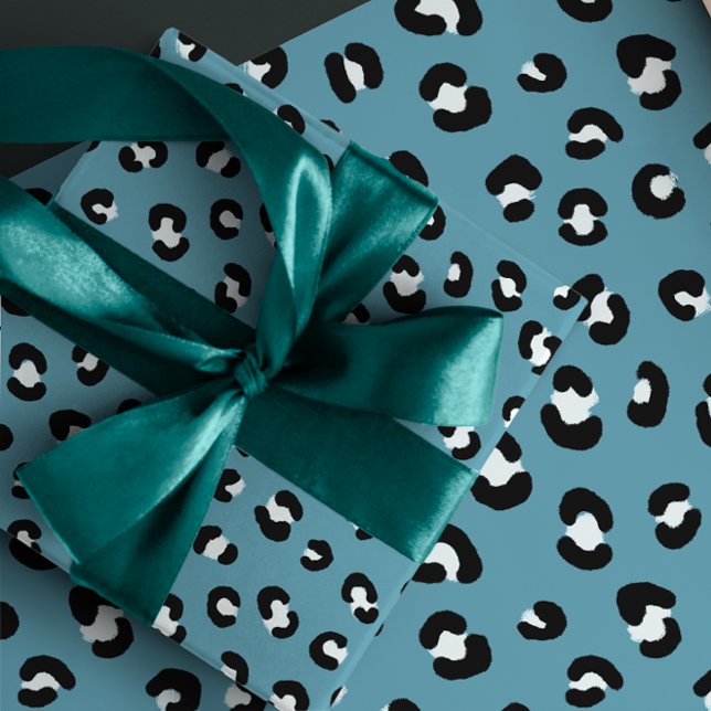 Hoja De Papel De Regalo Estampado de leopardo azul turquesa (Subido por el creador)