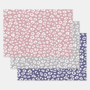 Hoja De Papel De Regalo Estampado de leopardo blanco rosa