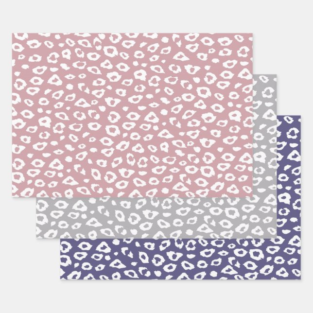 Hoja De Papel De Regalo Estampado de leopardo blanco rosa (Set)