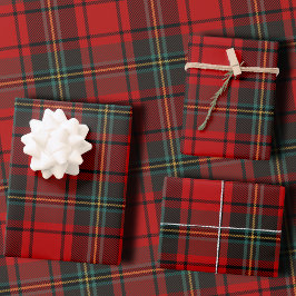 Hoja De Papel De Regalo Estampado Escocés Clásico Navideño Rojo Elegante
