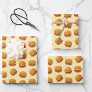 Hoja De Papel De Regalo estampado fresco de comida rápida hamburguesa con 