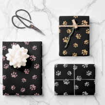 Estampados de huellas de patas con destellos de or
