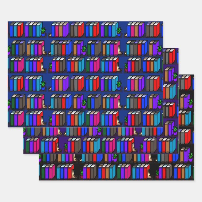 Hoja De Papel De Regalo Estantes de libros de la pequeña biblioteca Colecc (Set)