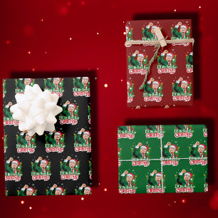 Hoja De Papel De Regalo Estaré en casa para Navidades Funny Trump Santa 20