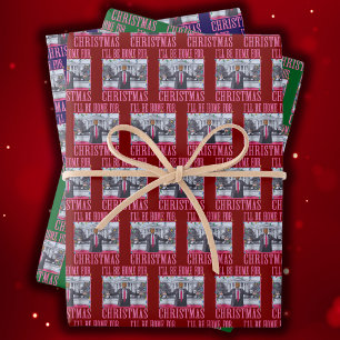 Hoja De Papel De Regalo Estaré en casa para Navidades Funny Trump Santa Ha