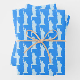 Hoja De Papel De Regalo Estatua del Patrón de Libertad Elegante Azul Nueva