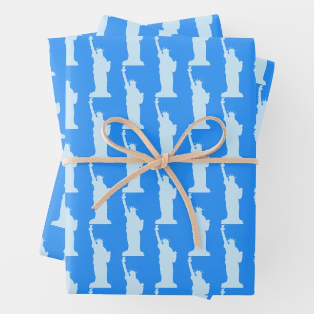 Hoja De Papel De Regalo Estatua del Patrón de Libertad Elegante Azul Nueva (In situ)