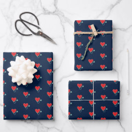 Hoja De Papel De Regalo Estetoscopio Corazón Campo Médico Regalo Azul