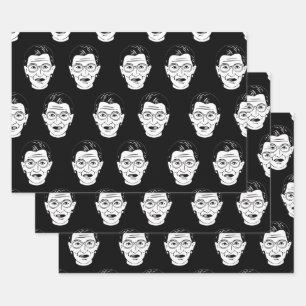 Hoja De Papel De Regalo Estilo de icono feminista patrón de retrato en bla