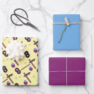 Hoja De Papel De Regalo Estilo de registros retro 1- Amarillo