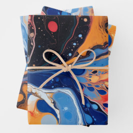 Hoja De Papel De Regalo Estilo de vertido de pintura colorida Pack de pape