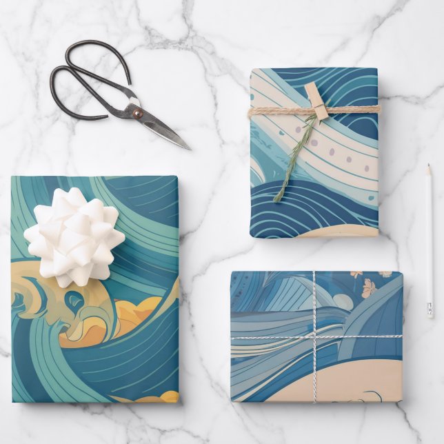 Hoja De Papel De Regalo Estilo marino (Anverso)