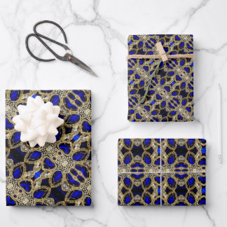 Hoja De Papel De Regalo Estilo moderno Turquesa Dorado Plata Zafiro Azul