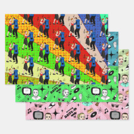 Hoja De Papel De Regalo Estilo retro nostálgico de los años 50