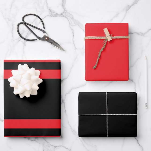 Hoja De Papel De Regalo Estilo rojo y negro (Anverso)