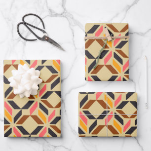 Hoja De Papel De Regalo Estilosas formas geométricas de mid Century en mar
