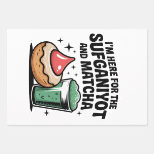 Hoja De Papel De Regalo Estoy Aquí Por Sufganiyot Y Matcha Hanukkah Jew