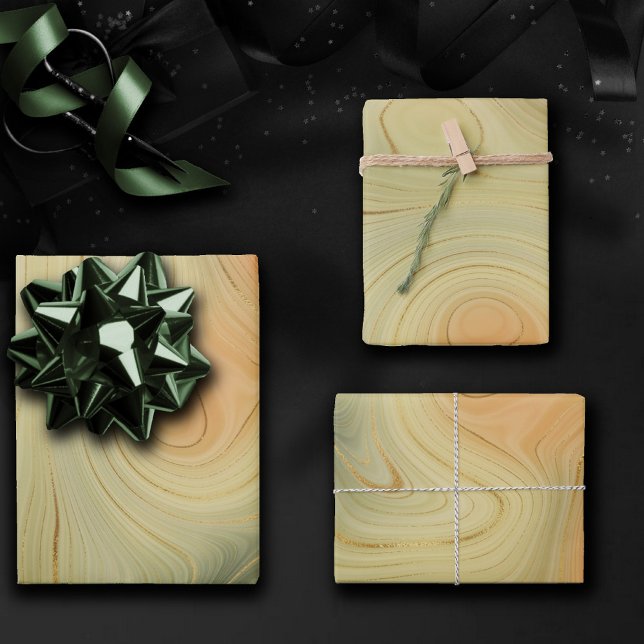 Hoja De Papel De Regalo Estratos dorados | Agato verde Naranja quemado por (Subido por el creador)