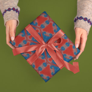 Hoja De Papel De Regalo Estrella abstracta de estilo vintage en rojo y azu