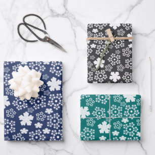Hoja De Papel De Regalo Estrella azul, Verde azulada, negra y blanca y pat