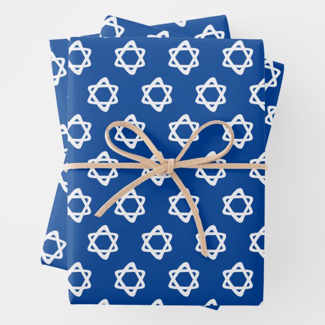 Hoja De Papel De Regalo Estrella de David Jewish Bar Mitzvah Hanukkah Simp (In situ)