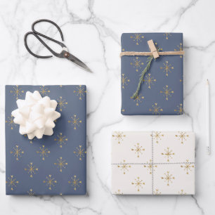 Hoja De Papel De Regalo Estrella de marfil azul y oro silenciada por la mo