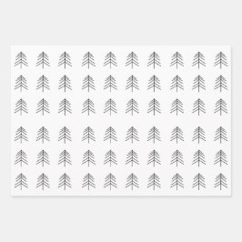 Hoja De Papel De Regalo Estrella de nieve del árbol de Navidad Black White