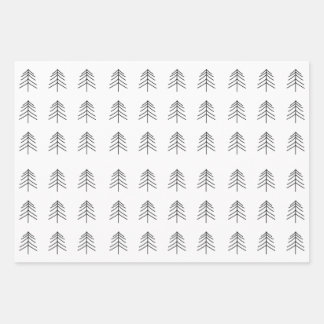 Hoja De Papel De Regalo Estrella de nieve del árbol de Navidad Black White